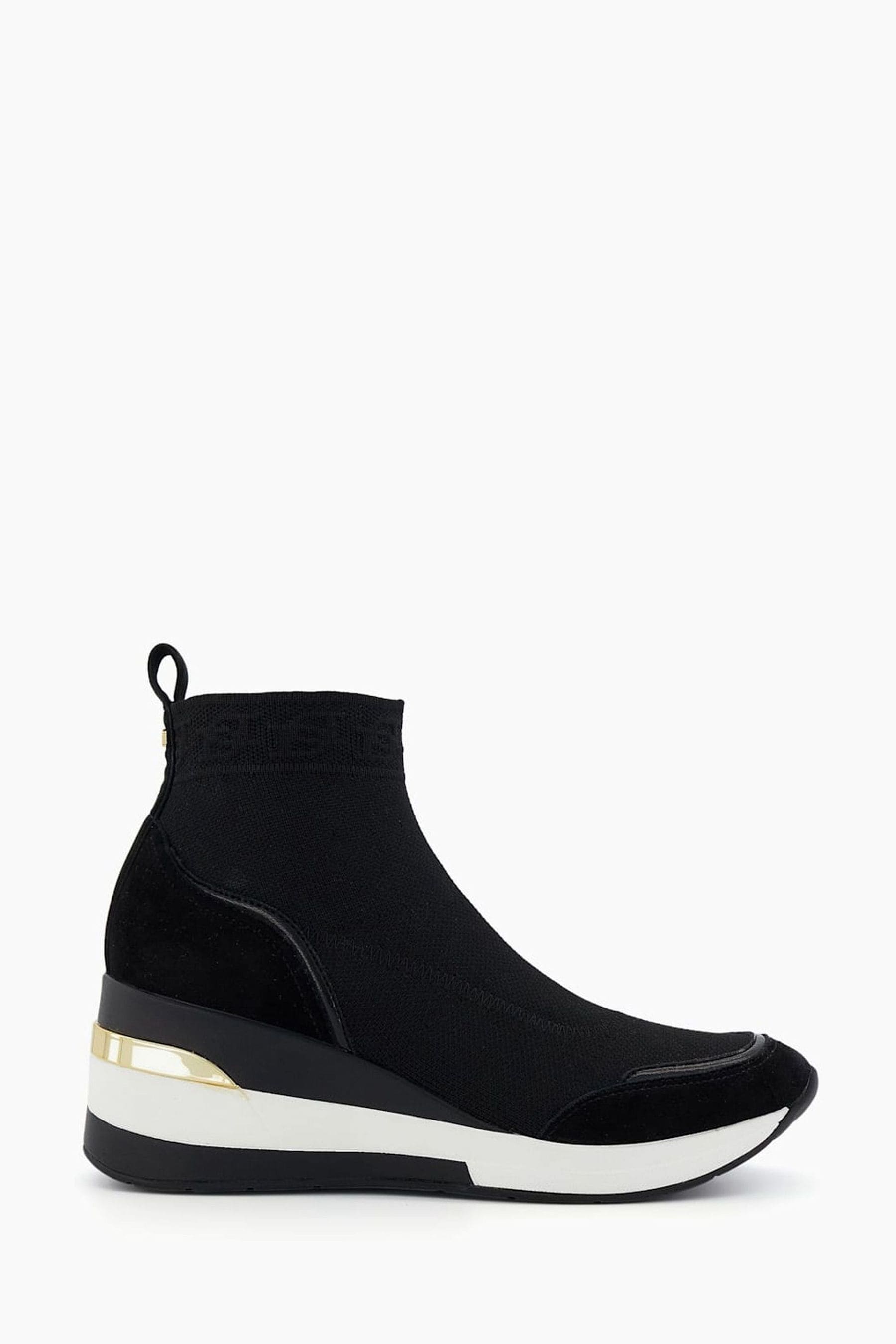 Buy Dune London Engelle Branded Sock Black Wedge Trainers from the