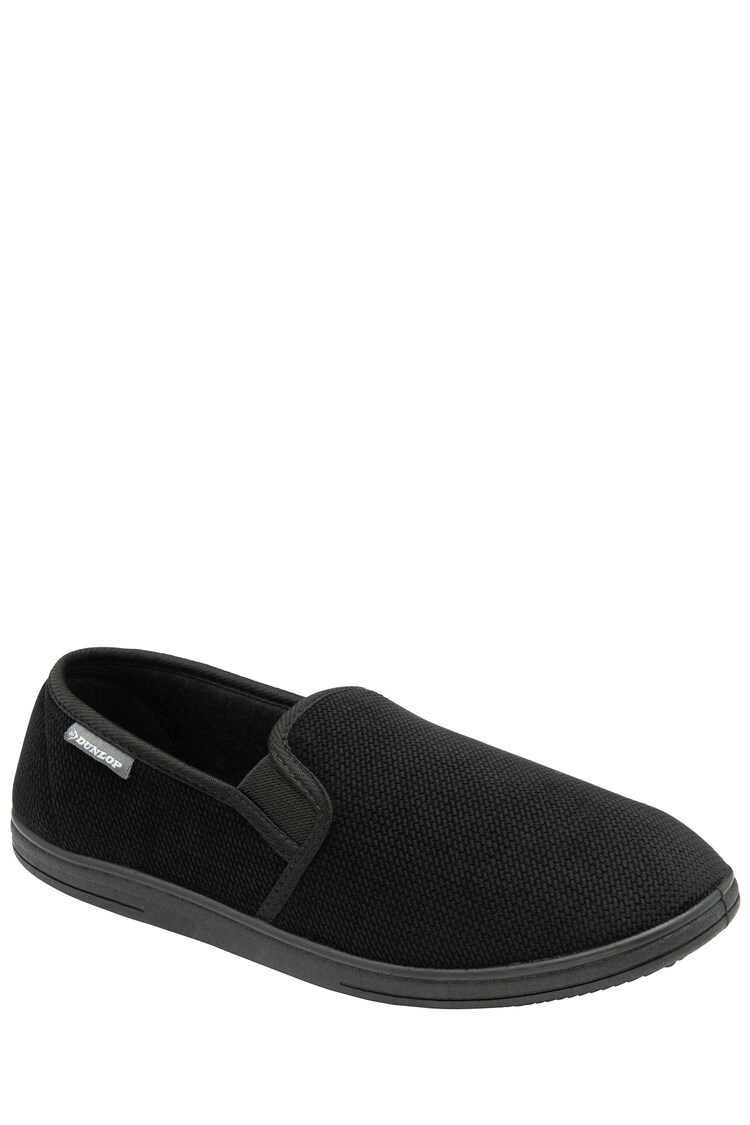 Dunlop Black Mens Twin Gusset Full Slippers - Image 1 of 4