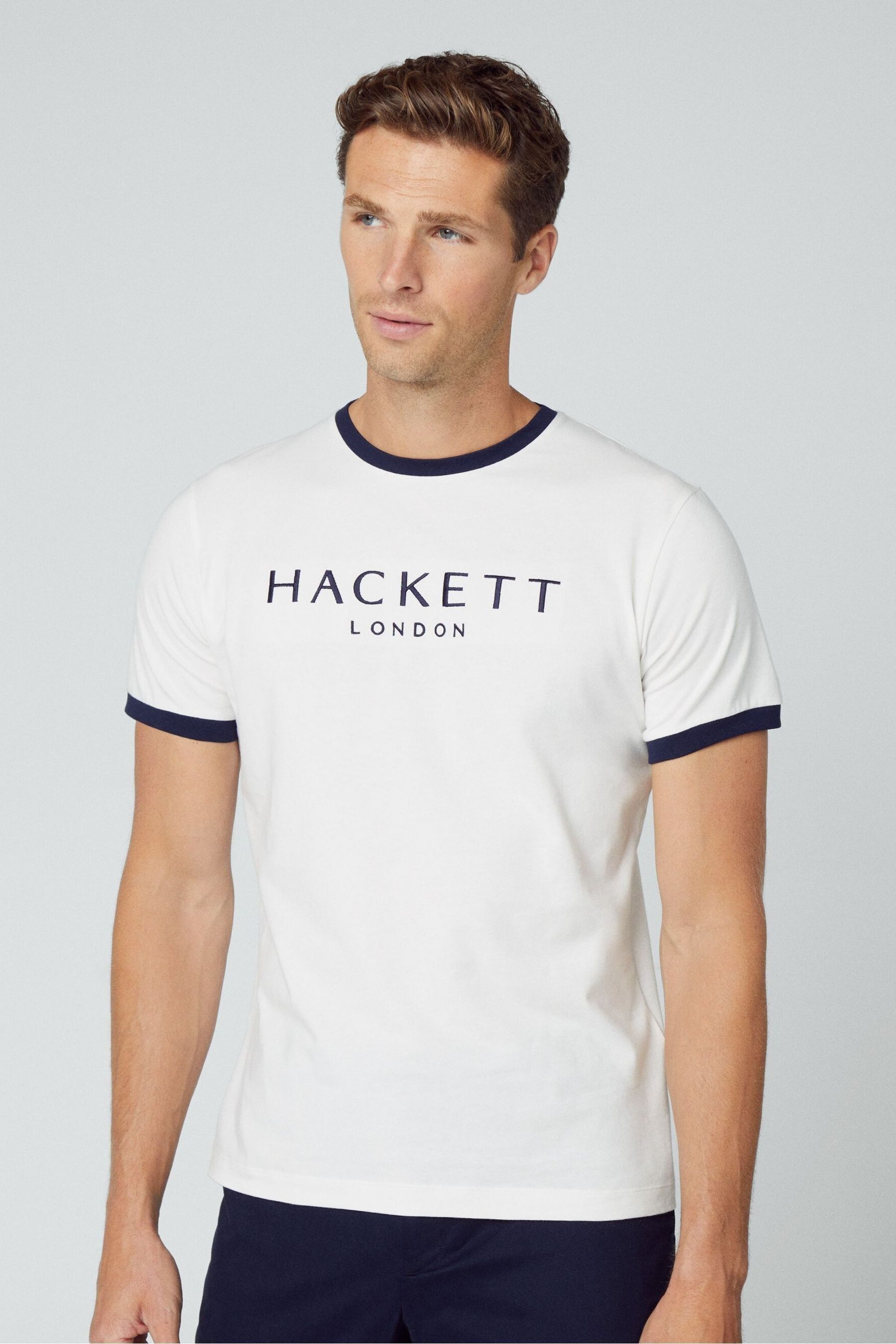 Buy Hackett London Men White T Shirt from Next Luxembourg