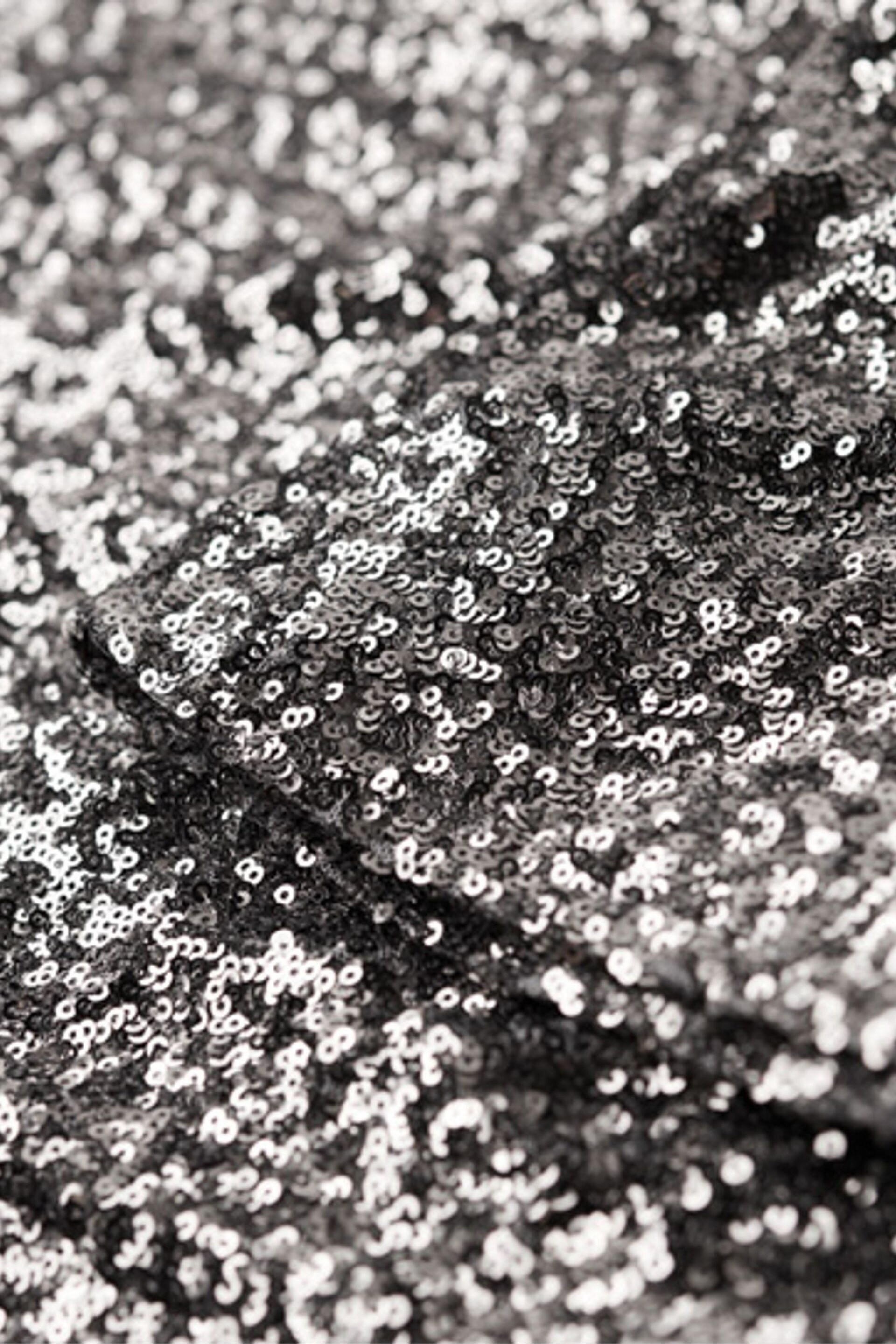 Superdry Silver Sequin Mock Neck Mini Dress - Image 5 of 8