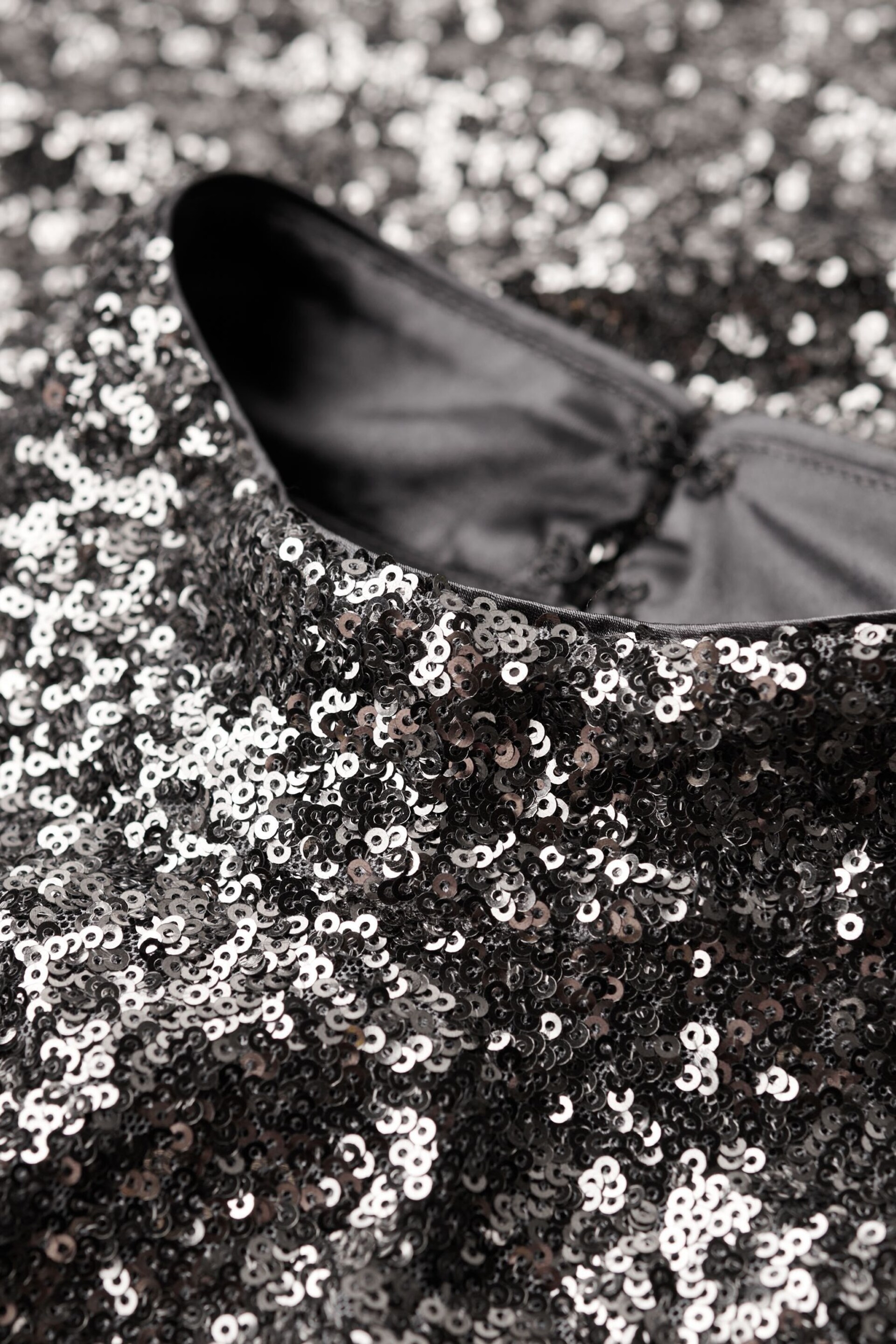 Superdry Silver Sequin Mock Neck Mini Dress - Image 7 of 8