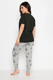 PixieGirl Petite Black Leopard Heart Print Pyjama Set - Image 2 of 5