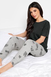 PixieGirl Petite Black Leopard Heart Print Pyjama Set - Image 4 of 5