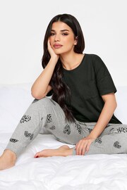 PixieGirl Petite Black Leopard Heart Print Pyjama Set - Image 5 of 5