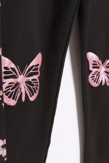 Buy River Island Pink Girls Butterfly Leggings 2 Packs from the