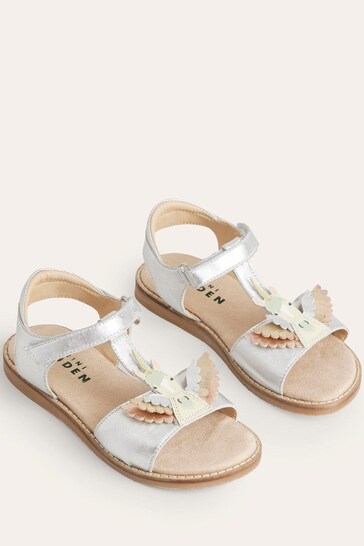Boden Silver Fun Leather Sandals