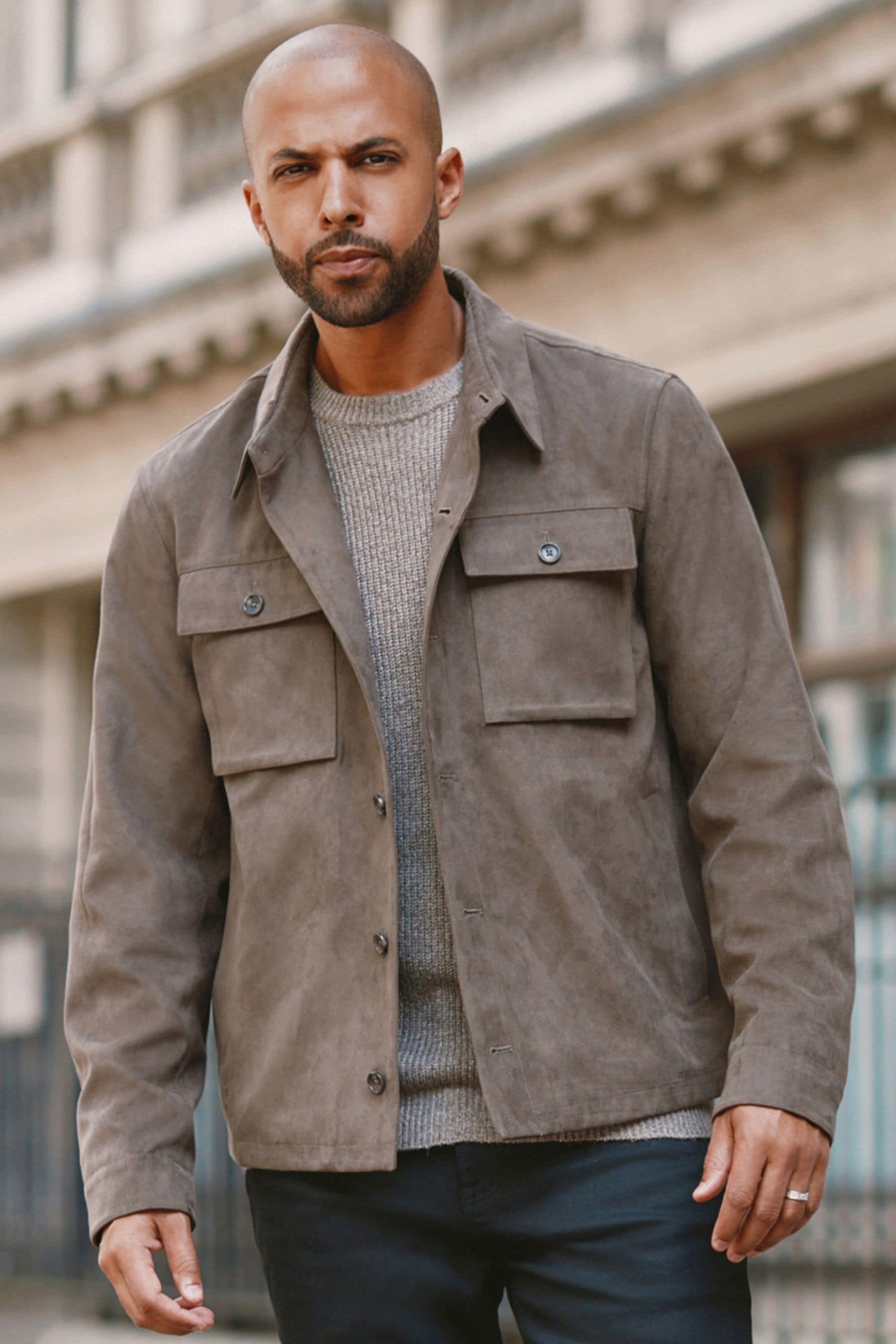 Buy Dark Stone Grey Faux Suede Shacket from the Next UK online shop