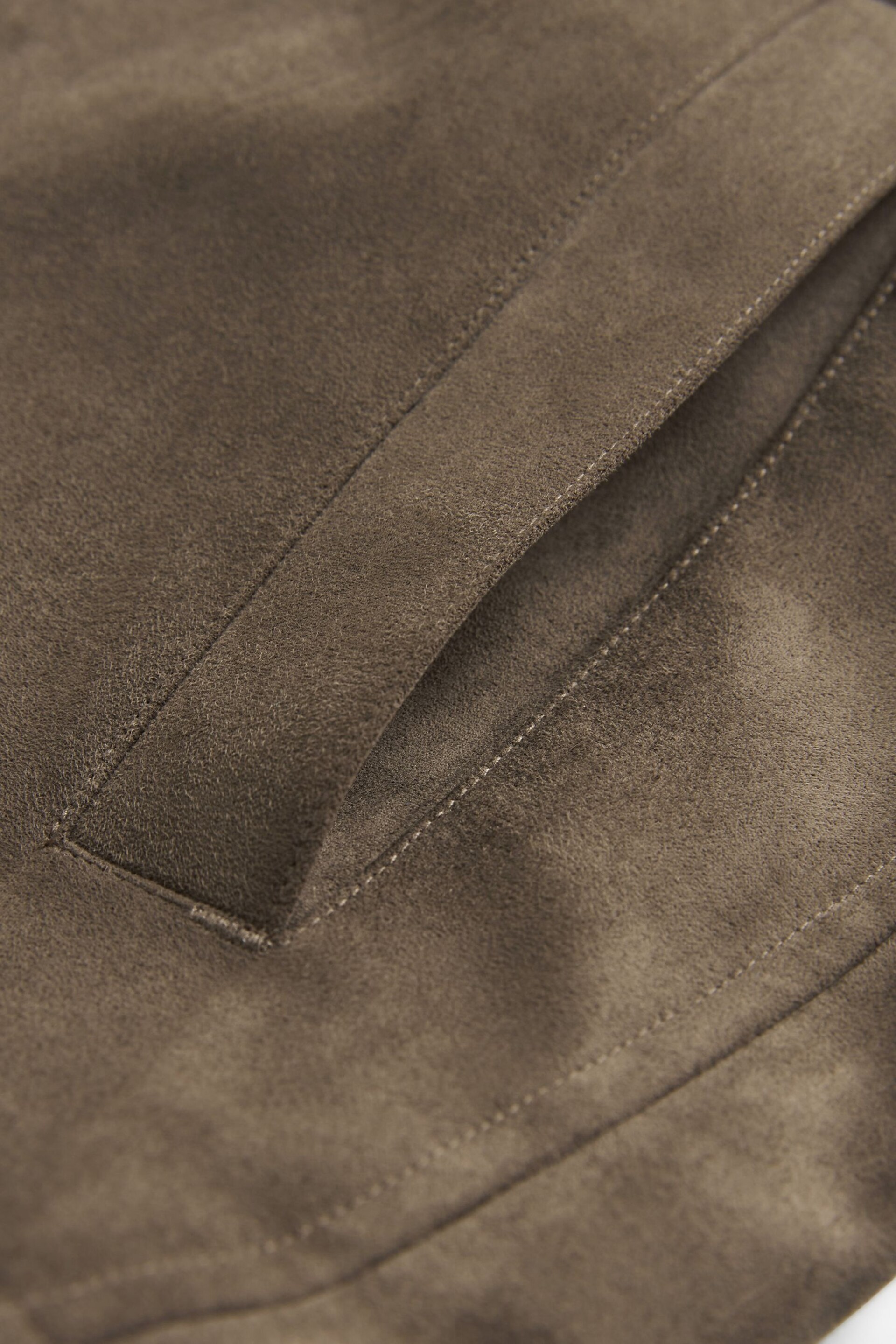 Dark Stone Grey Button Through Faux Suede Shacket - Image 7 of 8