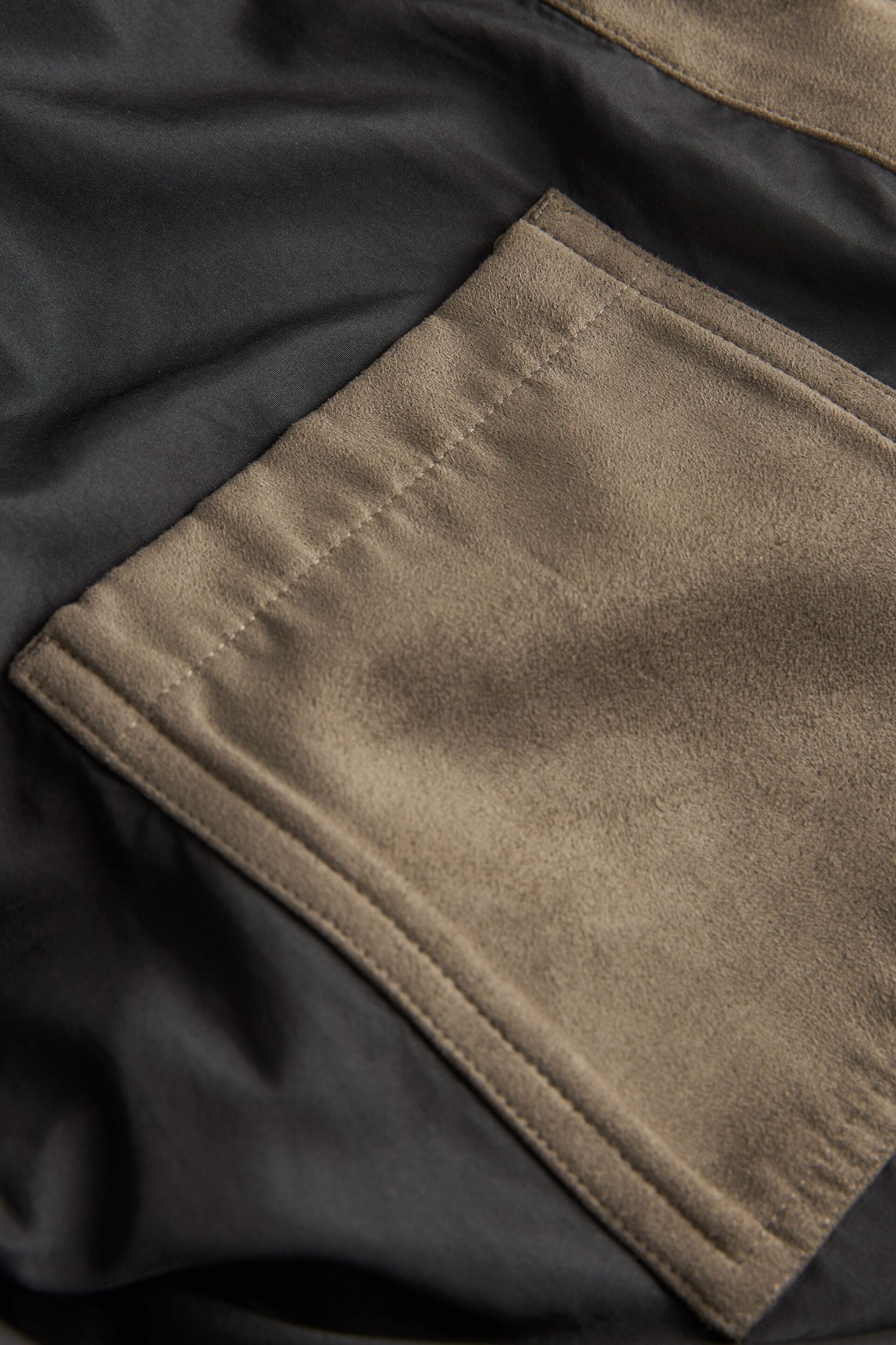 Dark Stone Grey Button Through Faux Suede Shacket - Image 8 of 8