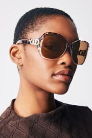 Tortoiseshell Brown Ombre Wrap Sunglasses - Image 1 of 6