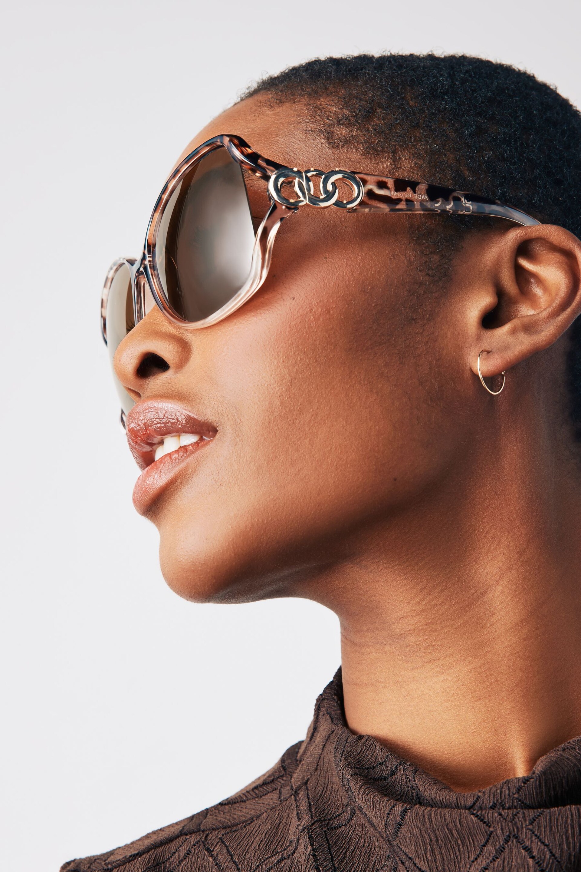 Tortoiseshell Brown Ombre Wrap Sunglasses - Image 2 of 6