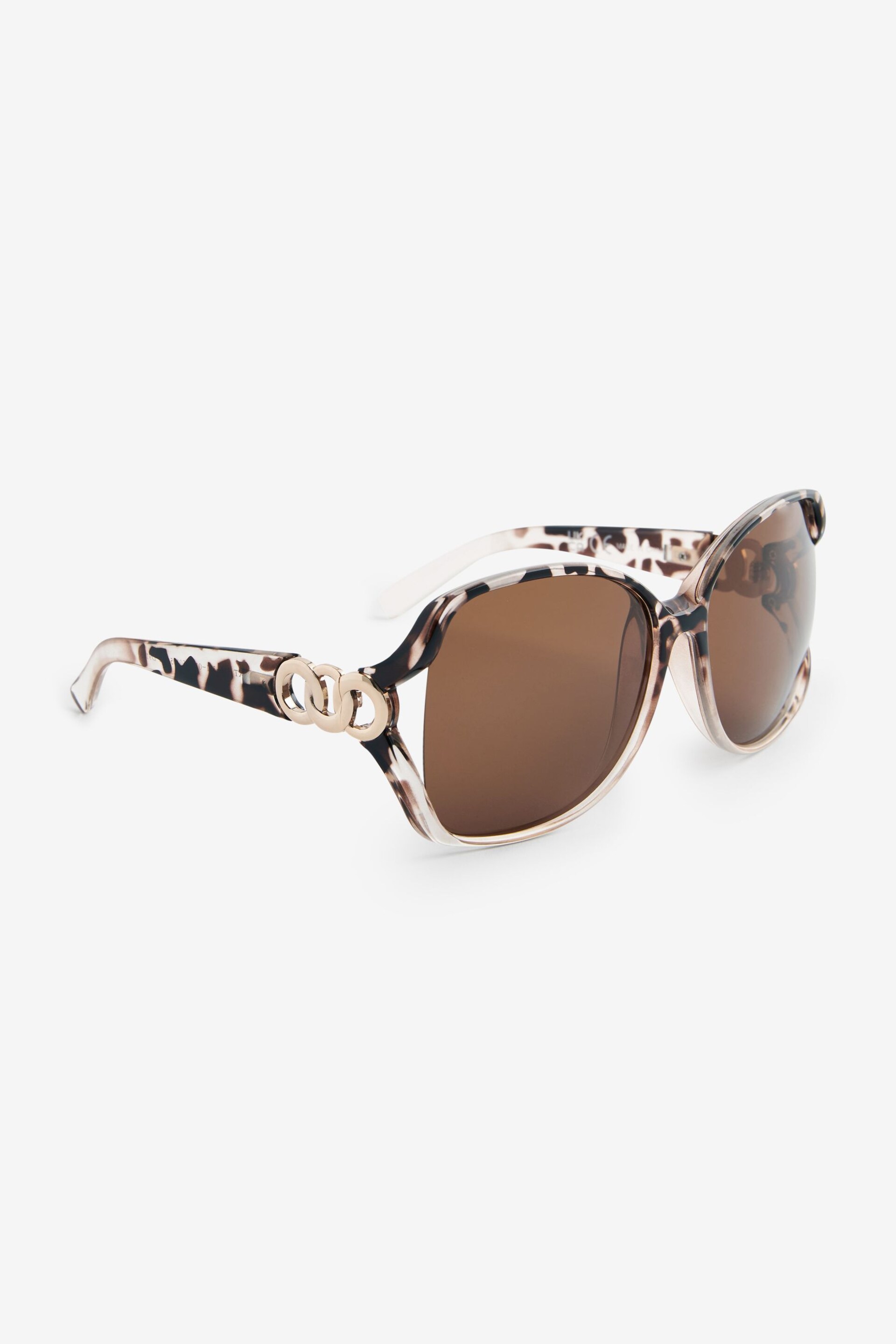 Tortoiseshell Brown Ombre Wrap Sunglasses - Image 3 of 6