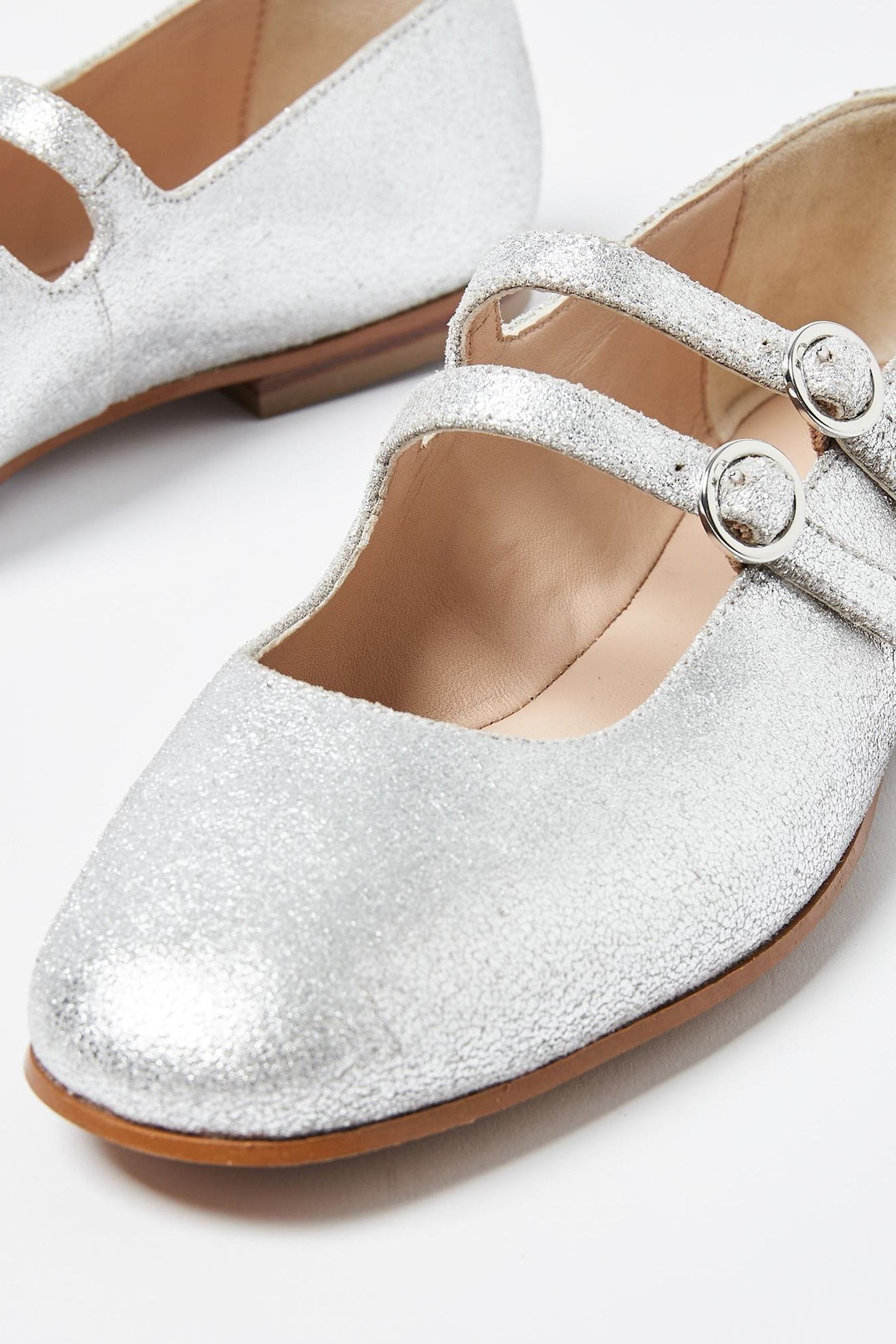 Oliver Bonas Silver Double Buckle Mary Jane Shoes