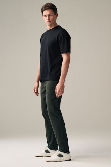 Dark Green Straight Stretch Chino Trousers