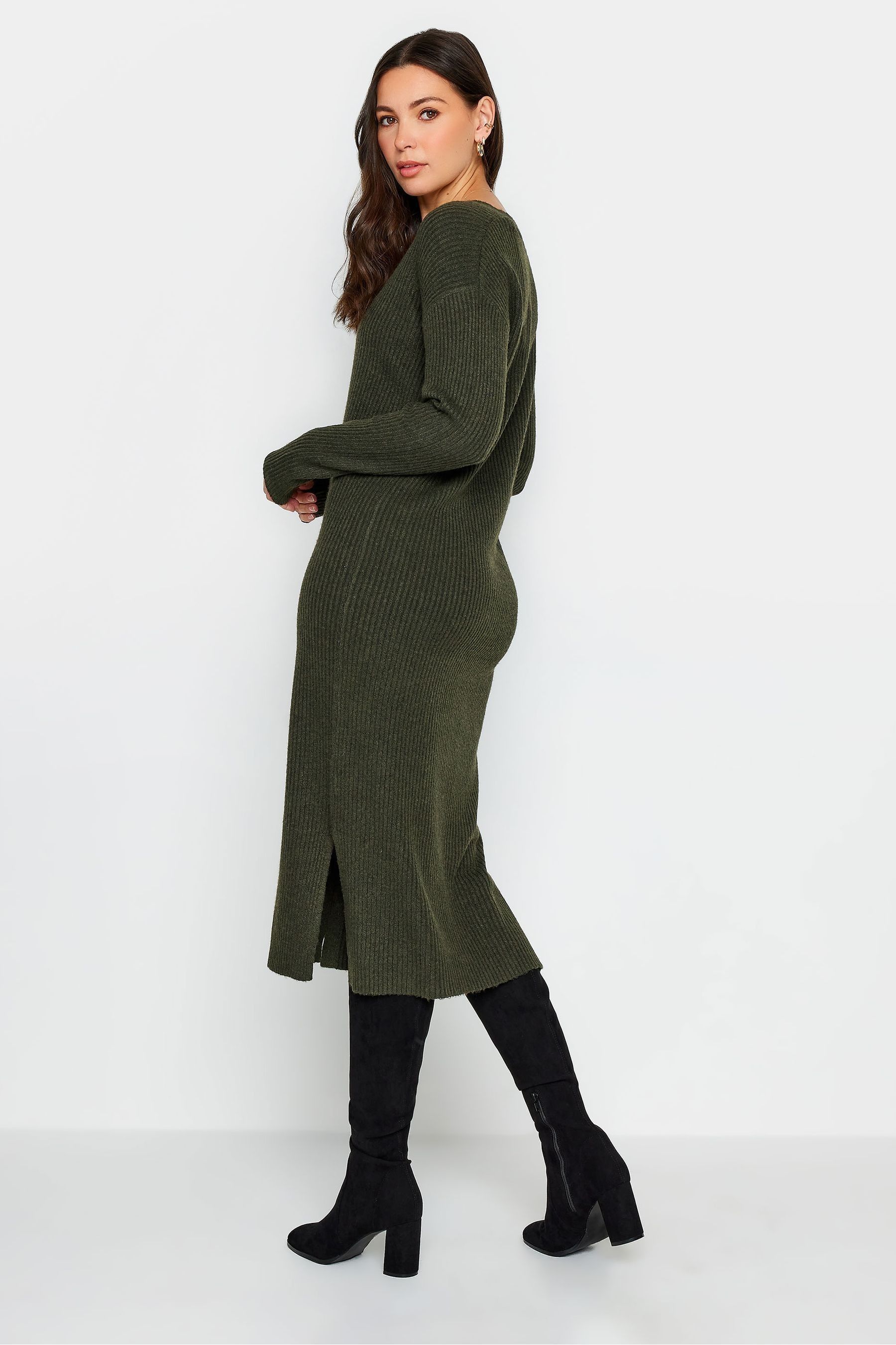 Buy Long Tall Sally Olive Green Ribbed Longline Cardigan from the Next UK online shop