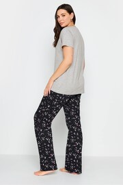 Long Tall Sally Grey Ditsy Floral Print Wide Leg Pyjama Set - Image 2 of 4