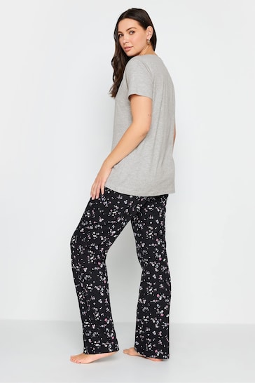 Long Tall Sally Grey Ditsy Floral Print Wide Leg Pyjama Set
