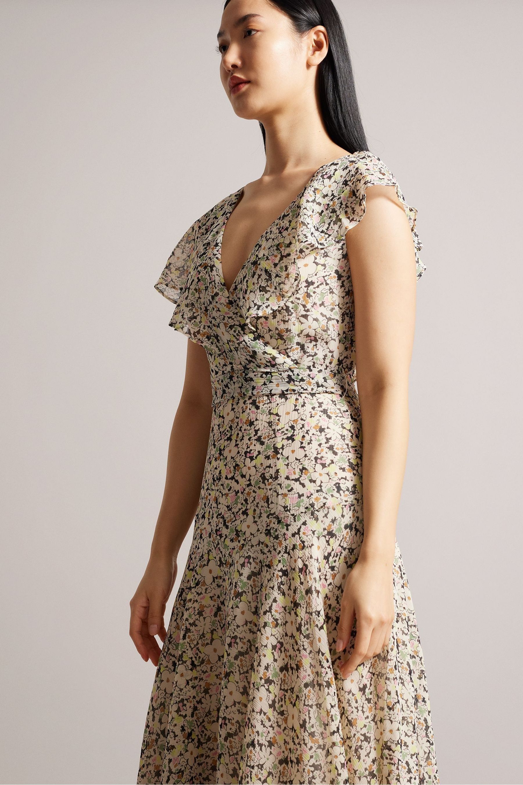 Buy Ted Baker Pink Taliar Midi Tea Dress With Circular Cut Ruffles from Next Luxembourg