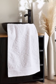 White Floral Towel 100% Cotton - Image 2 of 5