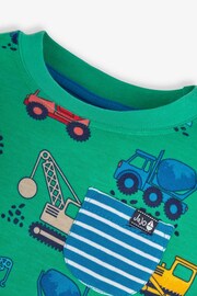 JoJo Maman Bébé Green Construction Print Pocket T-Shirt - Image 2 of 2