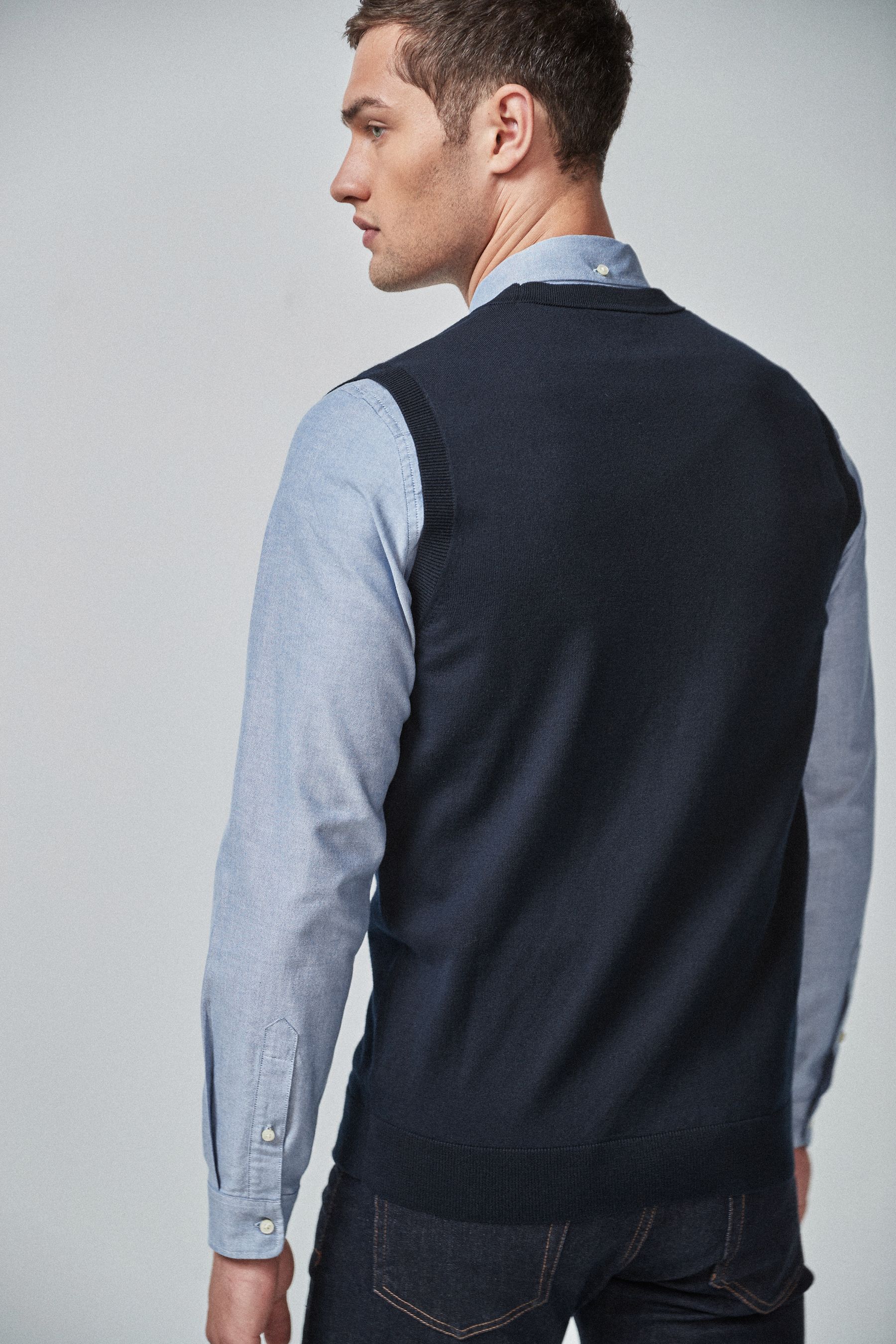 Buy Navy Blue Regular Sleeveless Cardigan from Next Luxembourg