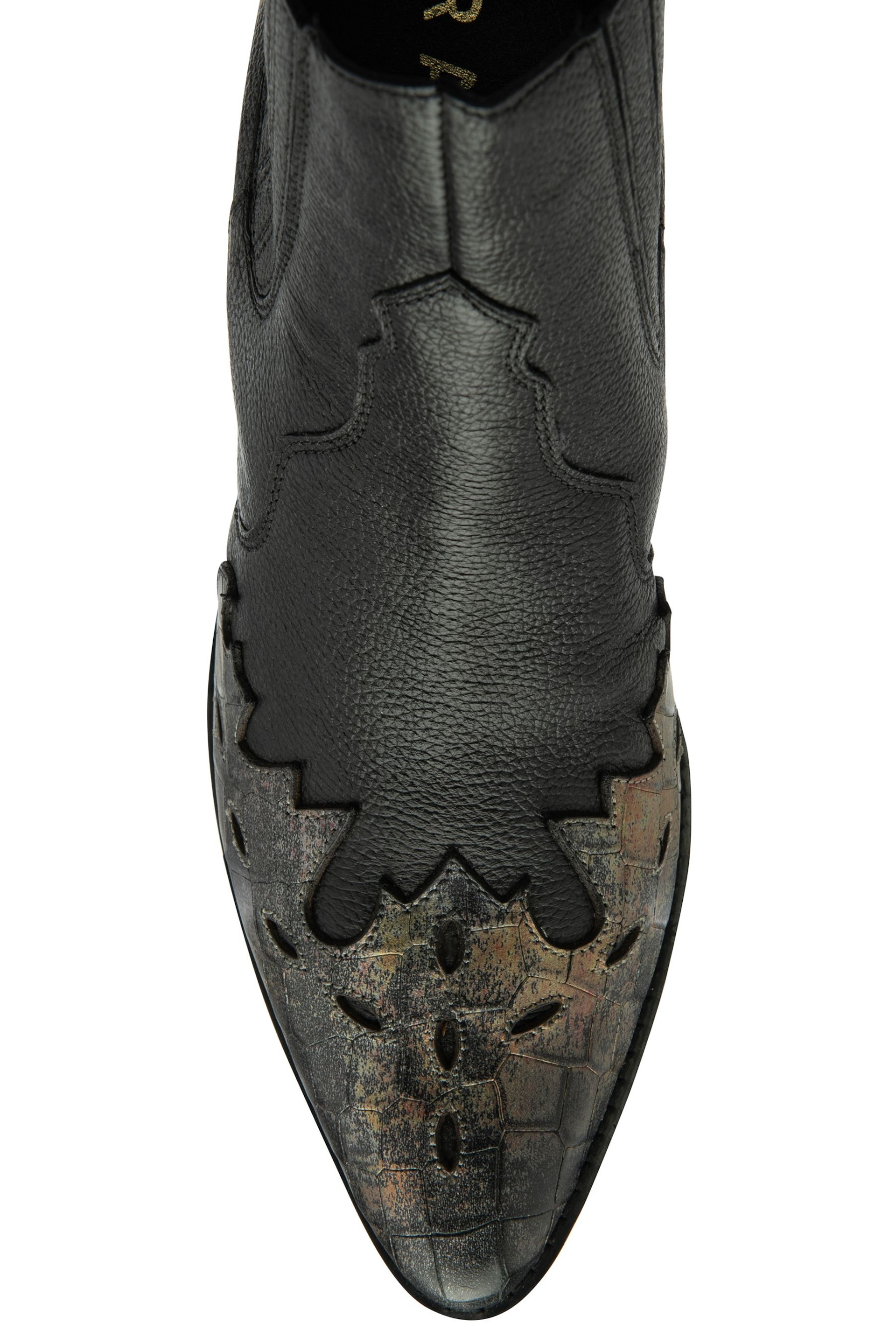 Ravel Black Leather Pull-On Ankle Boots - Image 3 of 6