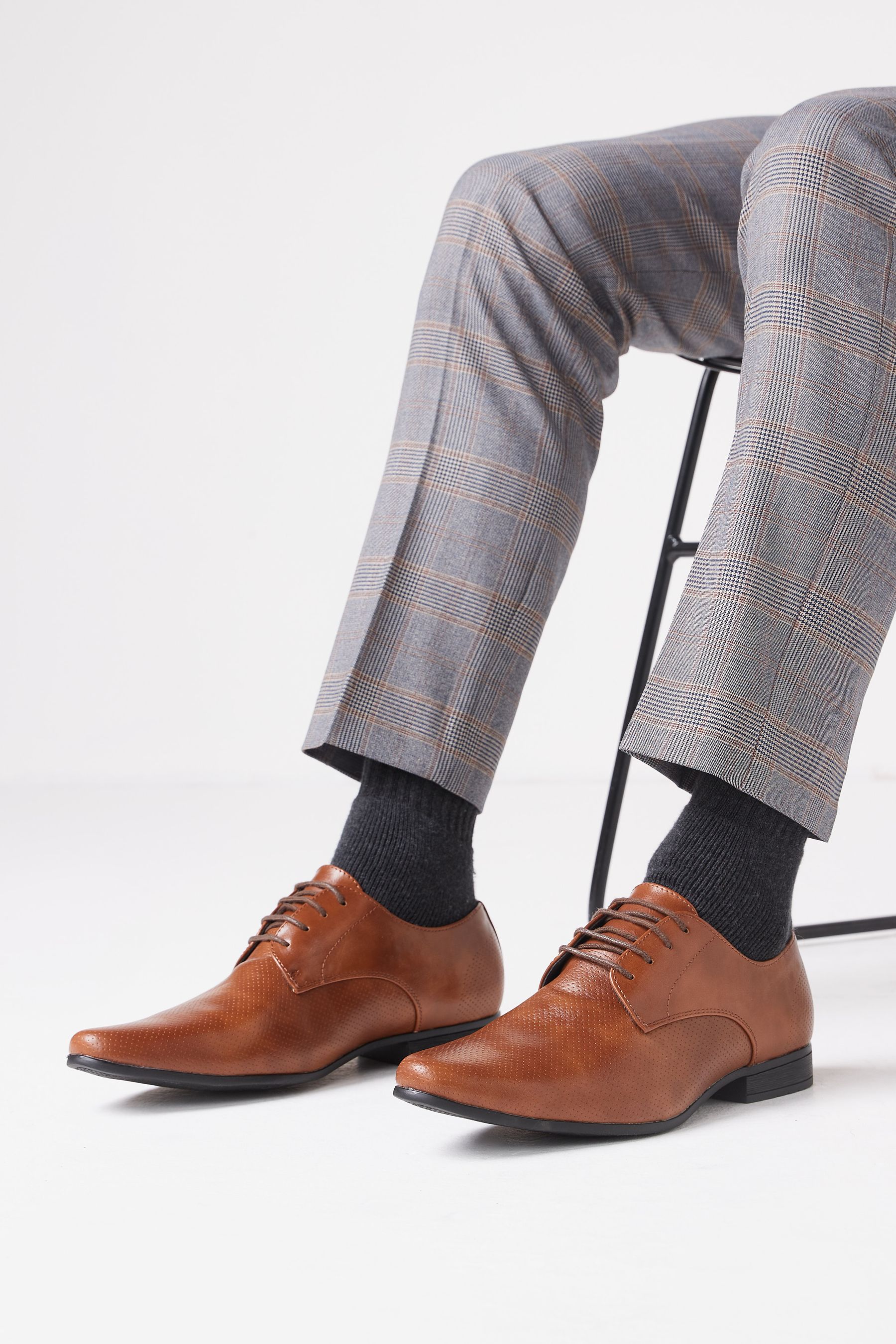 Buy Tan Brown Perforated Derby Shoes from Next Luxembourg