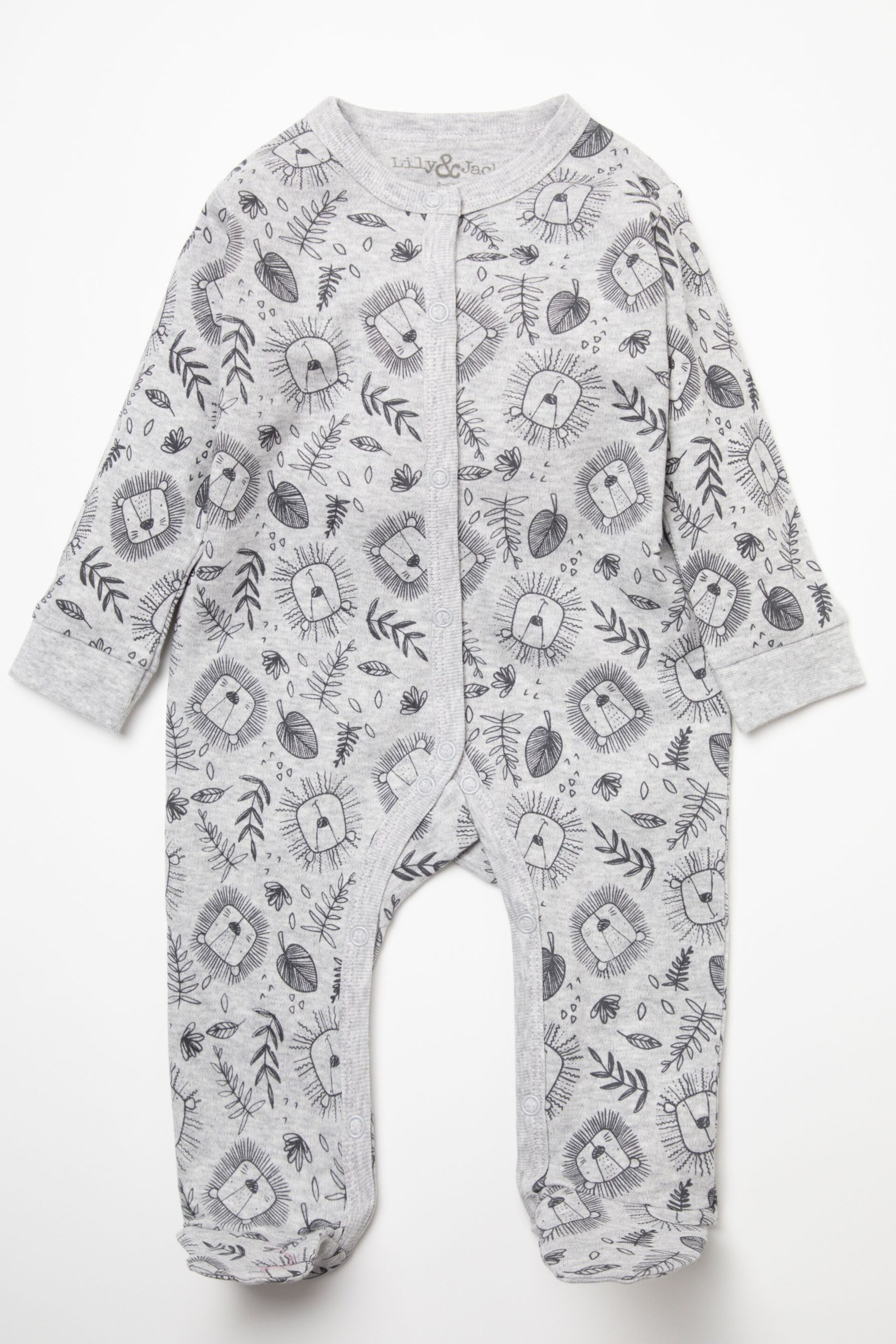 Little Gent Grey Lion Print Cotton 3-Piece Baby Gift Set - Image 2 of 5