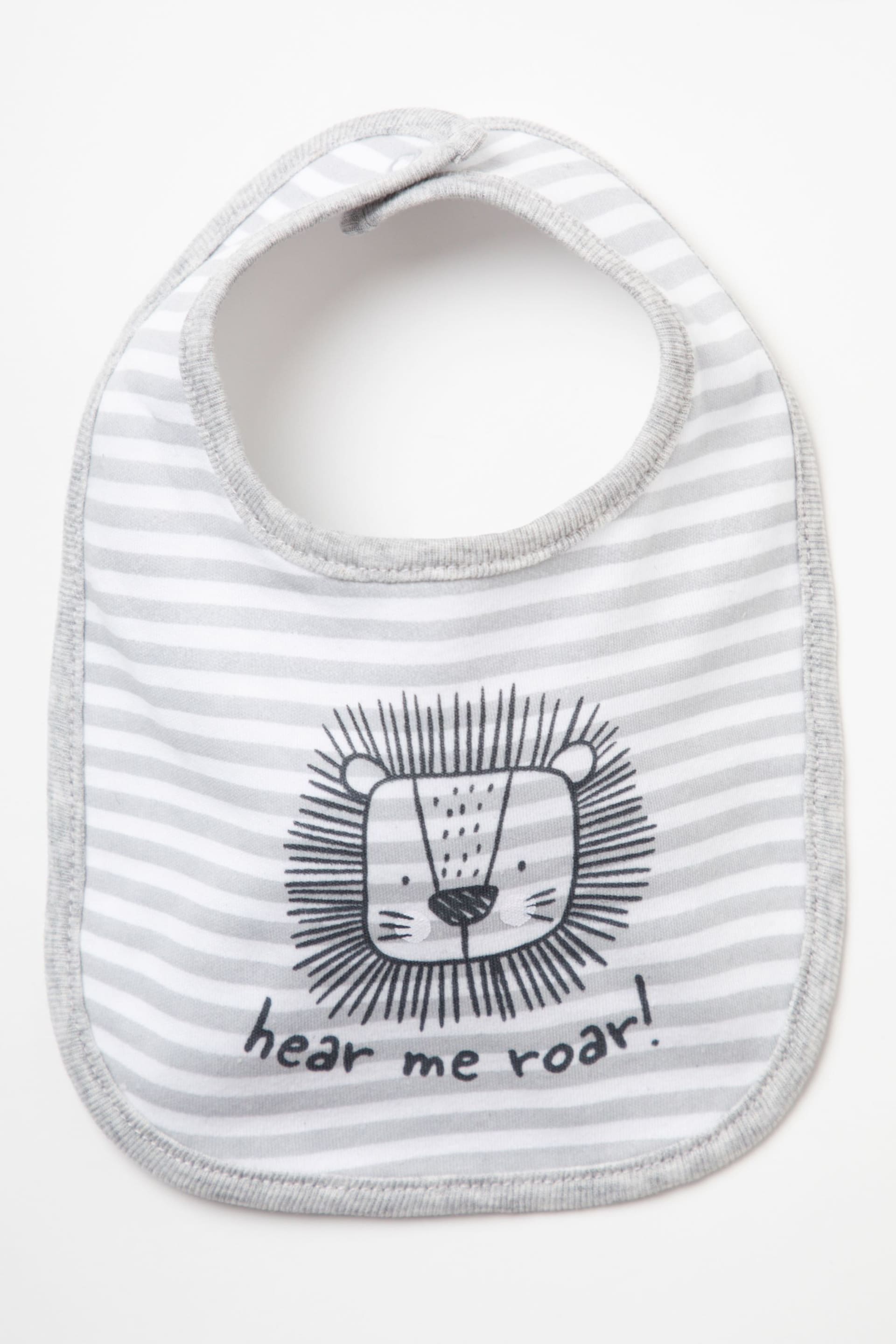 Little Gent Grey Lion Print Cotton 3-Piece Baby Gift Set - Image 4 of 5