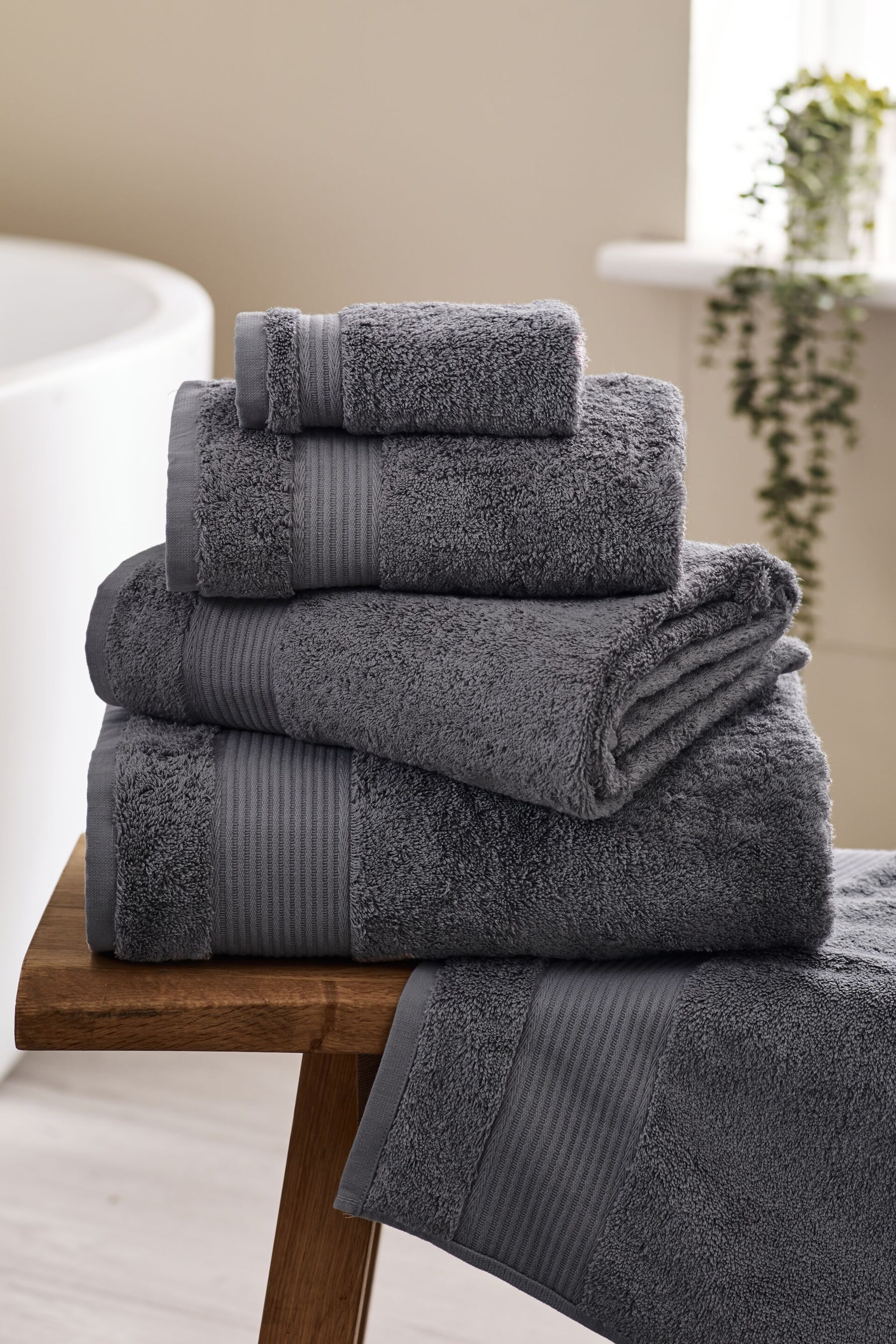 Charcoal Grey Egyptian Cotton Towel - Image 1 of 5