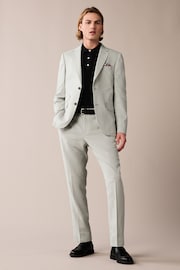 Light Grey Slim Fit Linen Blend Suit Trousers - Image 2 of 5