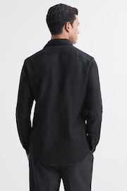 Reiss Black Rex Linen Cutaway Collar Shirt - Image 5 of 5