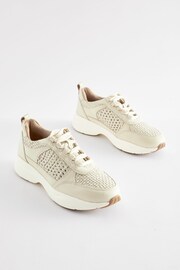 Ecru Signature Leather Weave Detail Chunky Trainers - Image 4 of 9