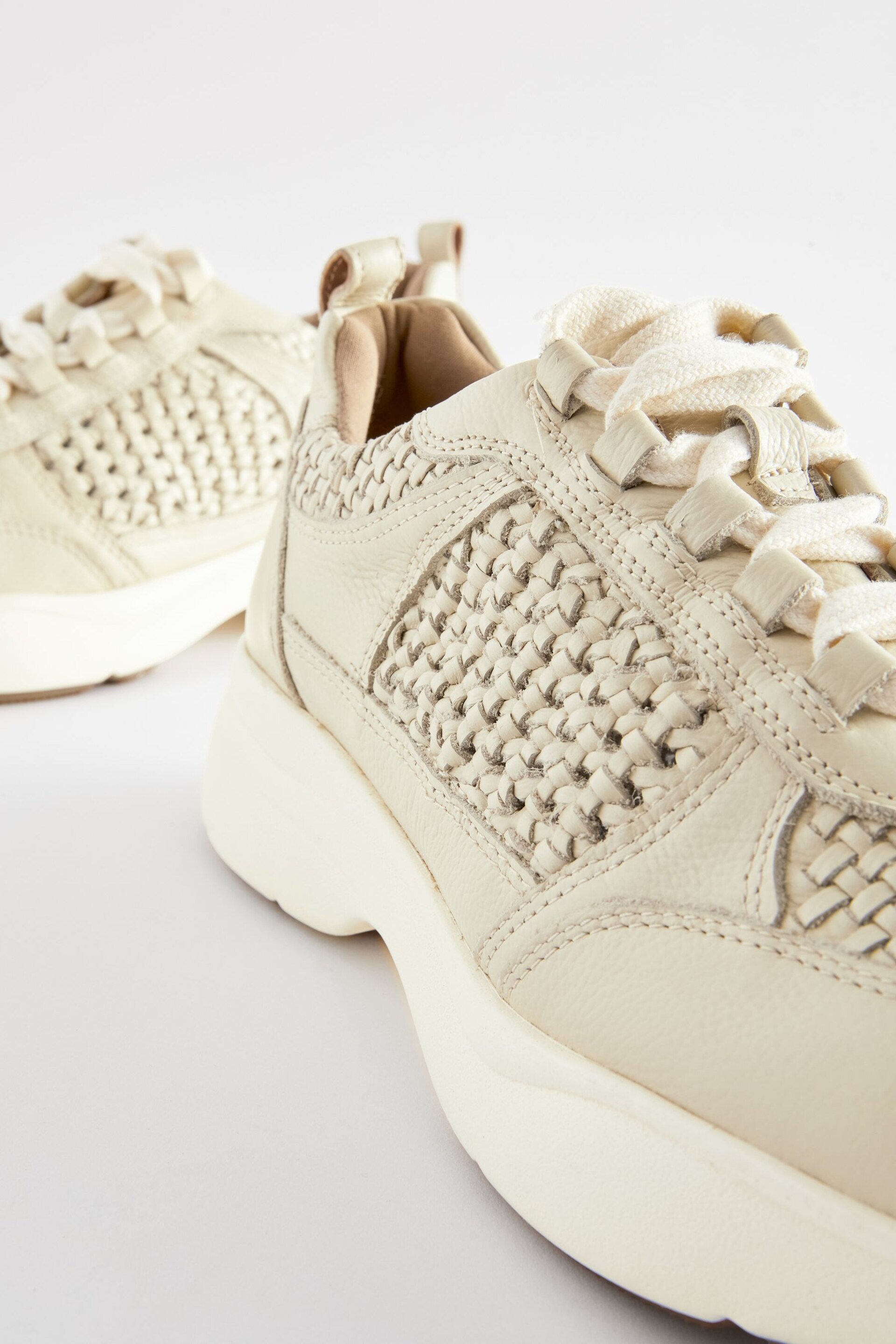 Ecru Signature Leather Weave Detail Chunky Trainers - Image 7 of 9