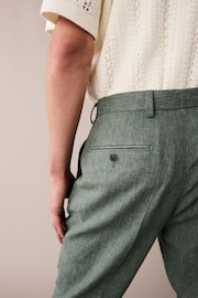 Green Linen Tailored Fit Suit: Trousers - Image 3 of 3