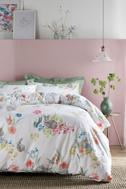 White Cotton Rich Bunny Reversible Duvet Cover and Pillowcase Set - Image 1 of 4