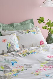 White Cotton Rich Bunny Reversible Duvet Cover and Pillowcase Set - Image 2 of 4