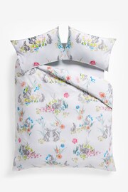 White Cotton Rich Bunny Reversible Duvet Cover and Pillowcase Set - Image 3 of 4