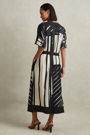 Reiss Black/White Cami Printed Fit and Flare Midi Dress - Image 6 of 7