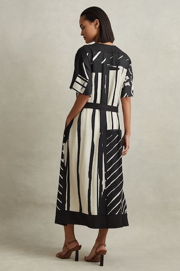 Buy Reiss Black/White Cami Printed Fit and Flare Midi Dress from the Next  UK online shop