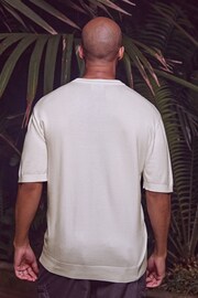 White Knitted Textured Regular Fit T-Shirt - Image 2 of 7
