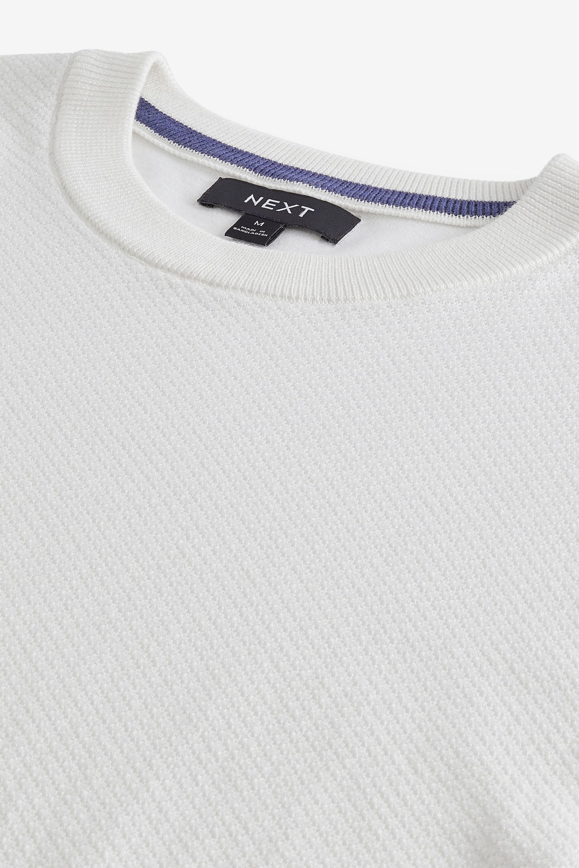 White Knitted Textured Regular Fit T-Shirt - Image 5 of 7