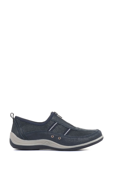 Pavers Navy Womens Casual Leather Shoes