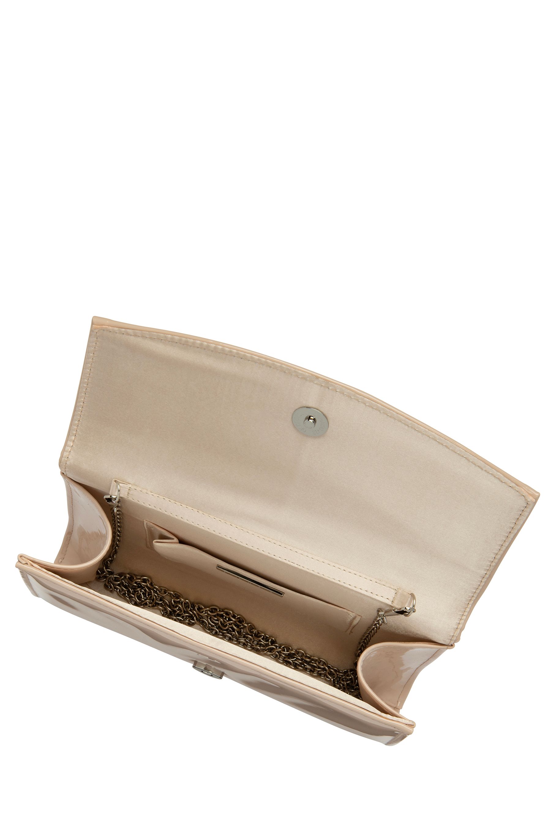 Beige clutch bag with chain sales