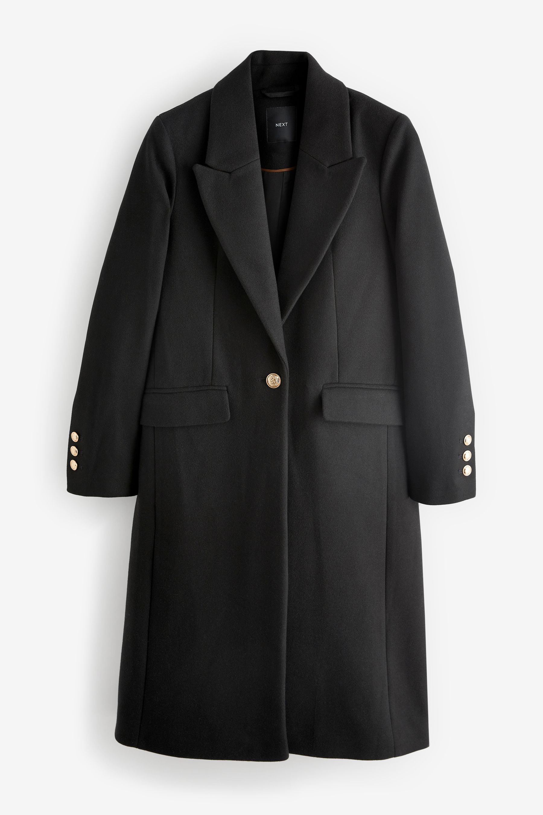 Buy Black Revere Collar Coat from Next Luxembourg