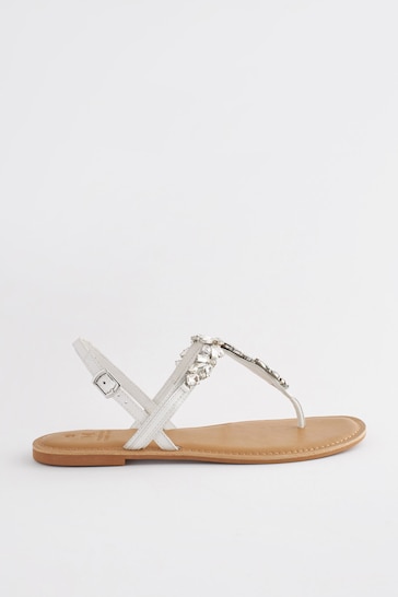 Silver Regular/Wide Fit Forever Comfort® Jewel Toe Post Sandals