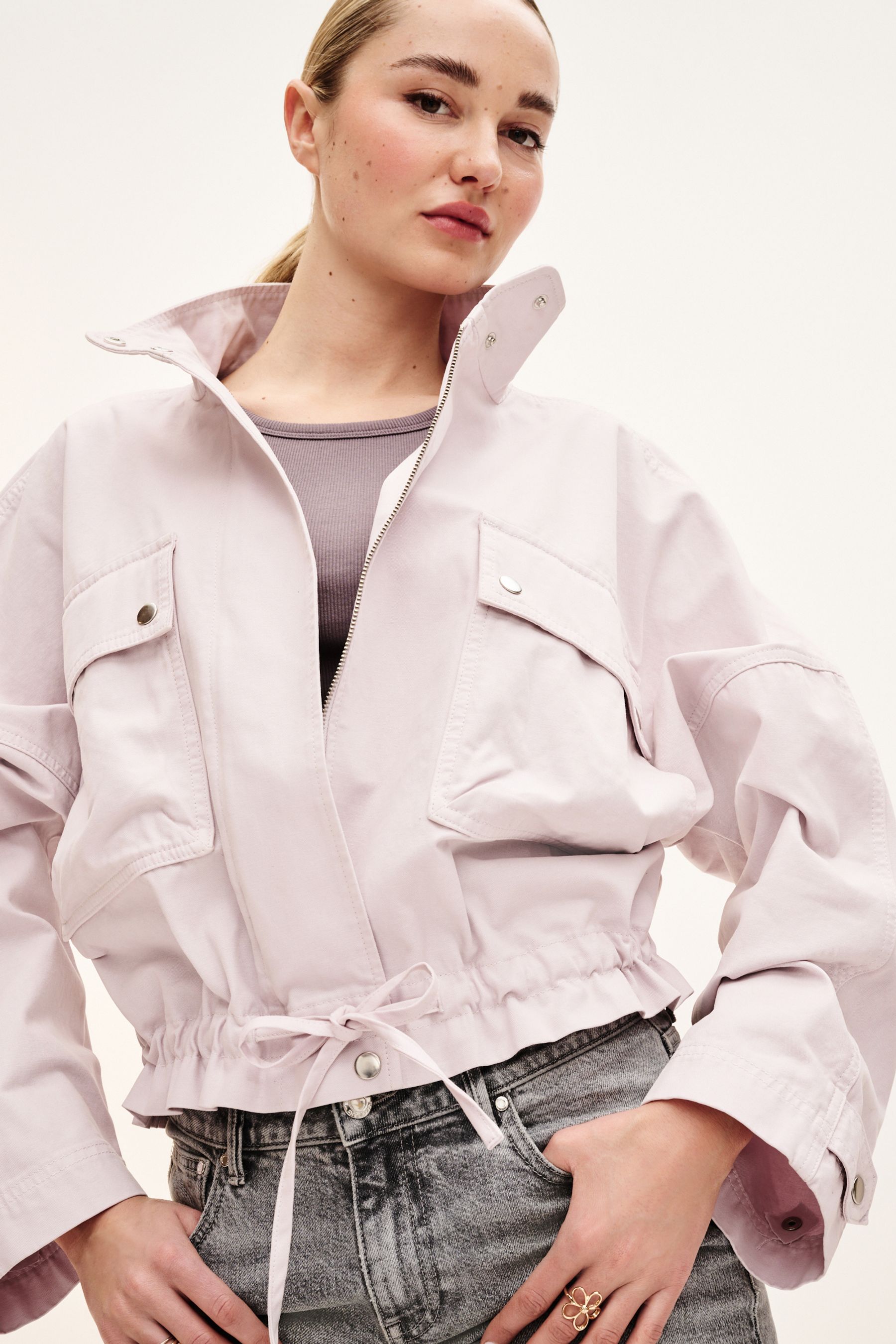 Purple utility jacket top
