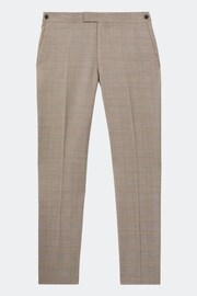 Reiss Oatmeal Abbey Slim Fit Checked Adjuster Trousers - Image 2 of 4