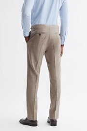 Reiss Oatmeal Abbey Slim Fit Checked Adjuster Trousers - Image 4 of 4