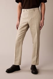 Stone Linen Tailored Fit Suit: Trousers - Image 1 of 9